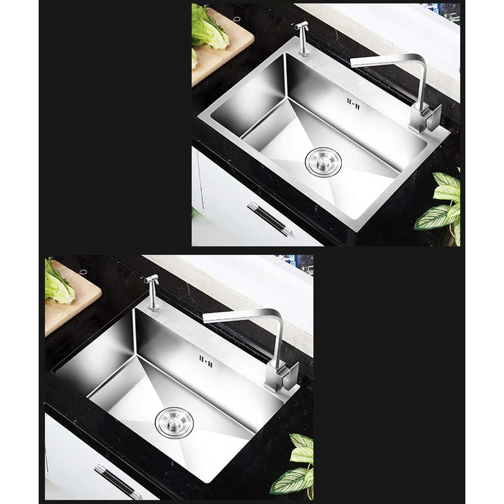 Juego de Fregadero de Acero Inoxidable, Fregadero de Cocina de un Solo tazón con Kit de plomería Completo, escurridor, instalación empotrada.,