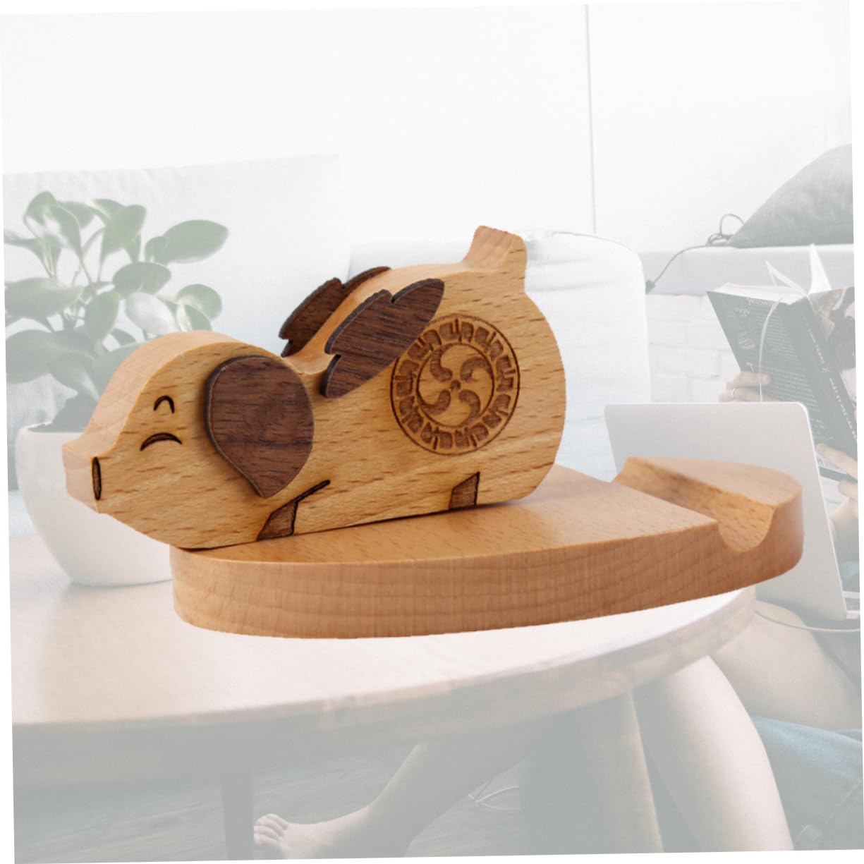 Housoutil 3 Soportes De Madera para Teléfono con Forma De Pantalla Móvil Prácticos para Escritorio Hogar Oficina Dormitorio.