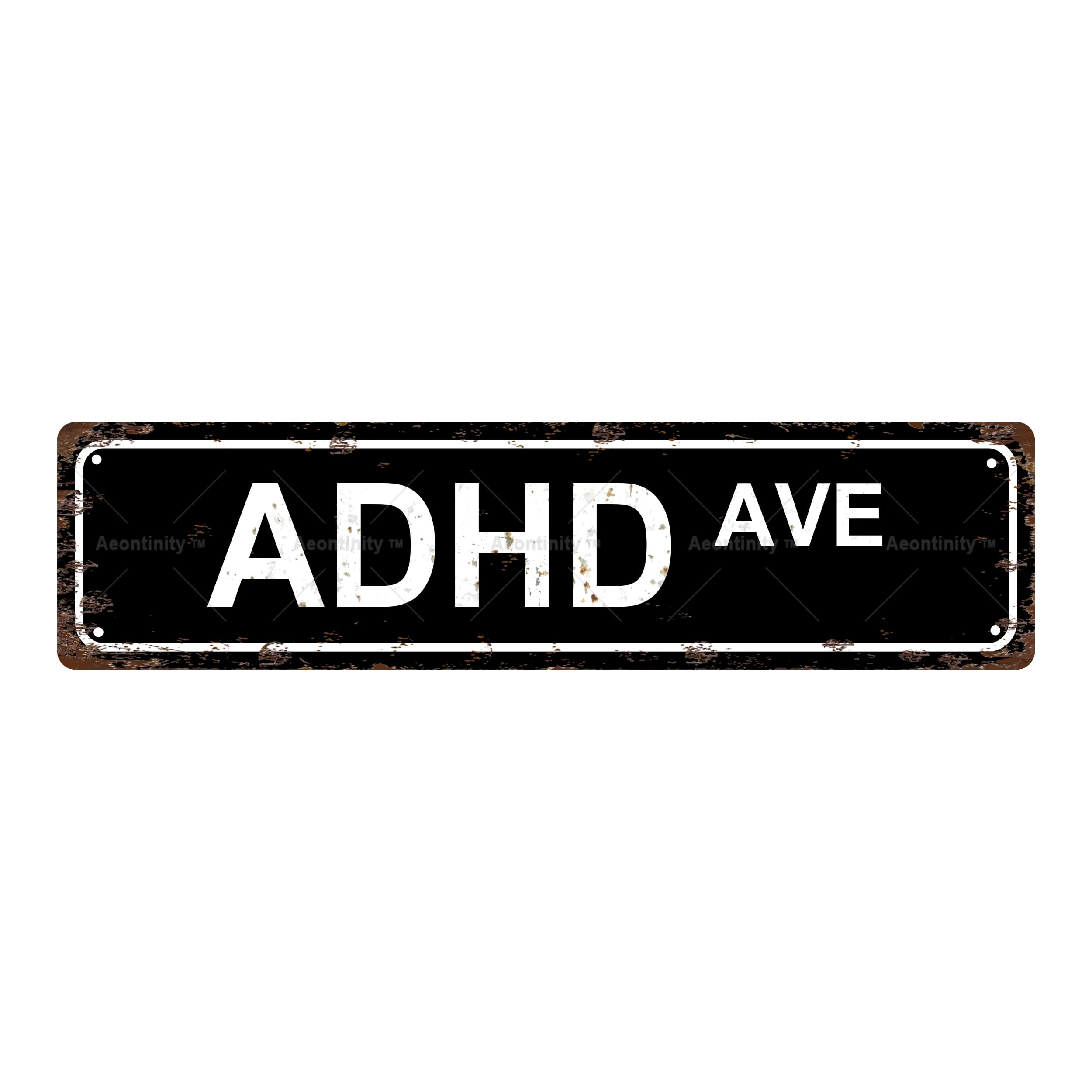 ADHD AVE ADHD Metal Tin Street Sign Bar Cafe Garage Cave Home Room Wall Bathroom Farmhouse Garden Porch Patio Decor,4x16 Inch