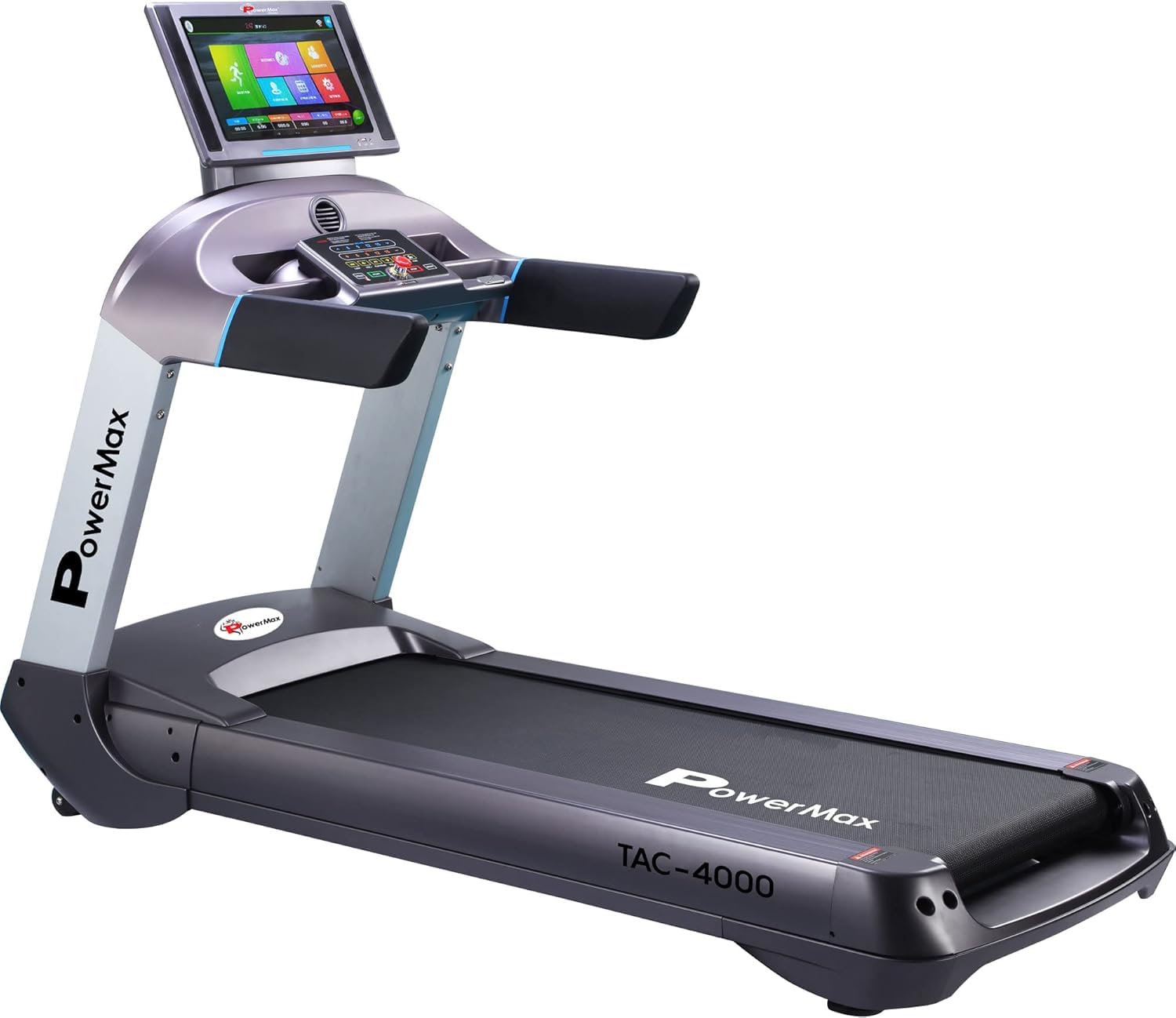 PowerMax Fitness TAC-4000 8HP Commercial AC Motorized Treadmill with Auto-Incline, Max User 260, Top Speed 25kmph, 47cm Colourful Screen, 24 preset Programs, Speaker, Wi-Fi, USB & MP3 inputs-image-45