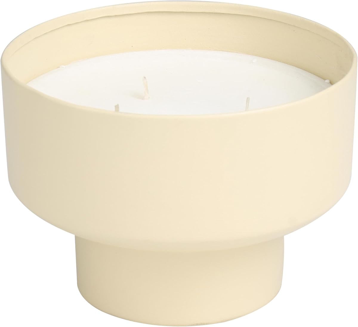 Deco 79 Vela decorativa de metal con aroma a bambú dulce, mate, 50 oz, 3 mechas, vela de aromaterapia con cera blanca, 7 x 7 x 5 pulgadas, marrón claro