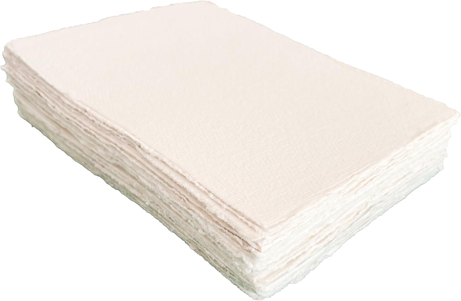 300 GSM Deckle Edge Cotton Paper - Soft, Textured Handmade Sheets for Invitations, Artwork, Stationery, and DIY Crafting (Pack of 25) (4 x 9 inch)