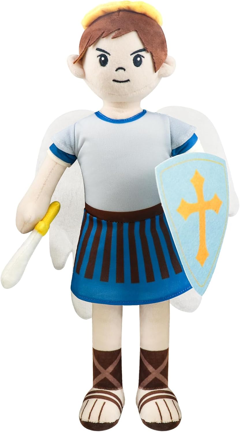 Saint Michael Guardian Angel Plush Doll with Wings, Religious Prayer Figure, Christmas Easter Decoration Gift for Boys Girls (st Michael)