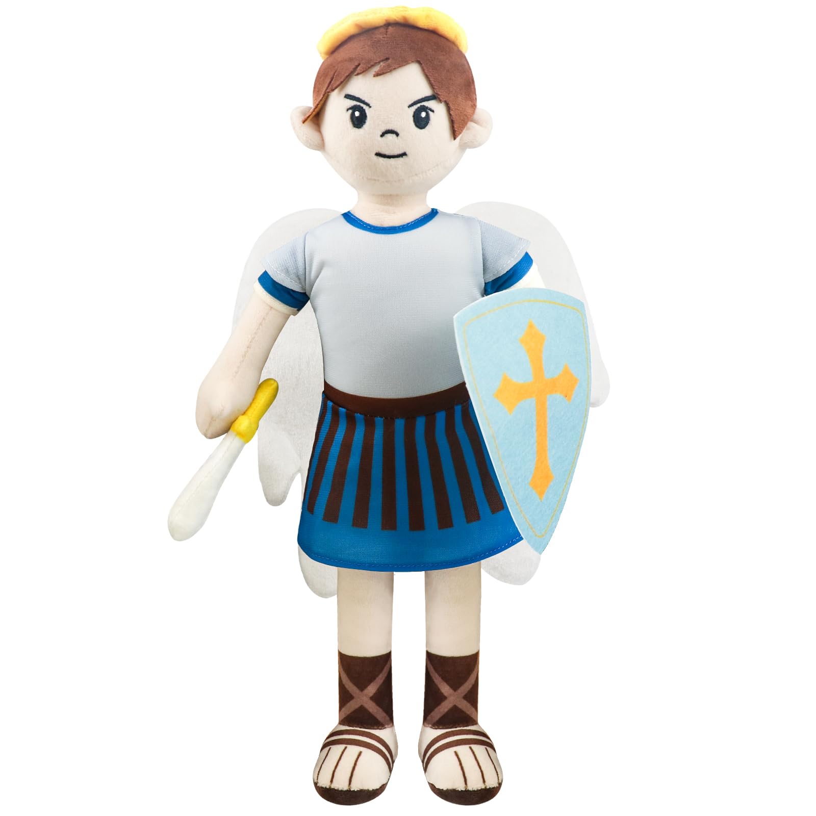 Xunboo Saint Michael Guardian Angel Plush Doll with Wings, Religious Prayer Figure