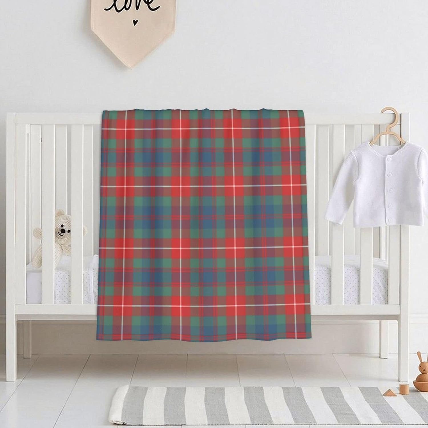 DKJlitter Baby Blanket for Boys Girls, Fraser of Lovat Light Blue Ancient Clan Tartan Super Soft Comfy Toddler Baby Newborn Double Layer Blanket Shower Gifts for Stroller & Crib 30 x 40 Inch