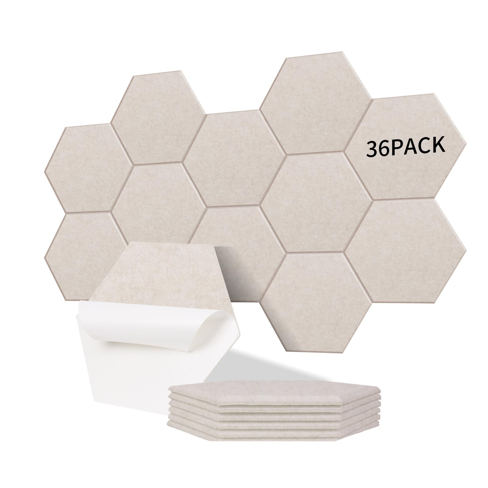 36 pieza Paneles Acústicos Hexagonales Autoadhesivos | Aislamiento acústico eficaz alta densidad (230kg/m³) NRC 0.95 cubre 2,11 m² Perfectos para paredes y puertas,sala de juegos,Camel claro