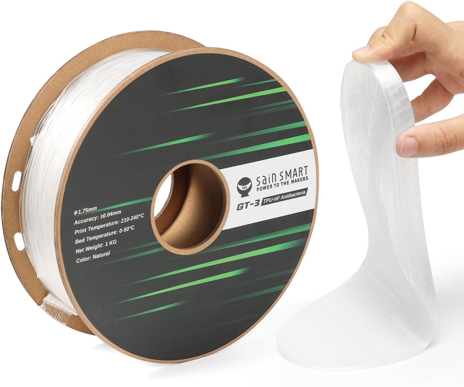 SainSmart GT3 TPU Filament 1.75mm, Flexible 3D Printer Filament for HighSpeed