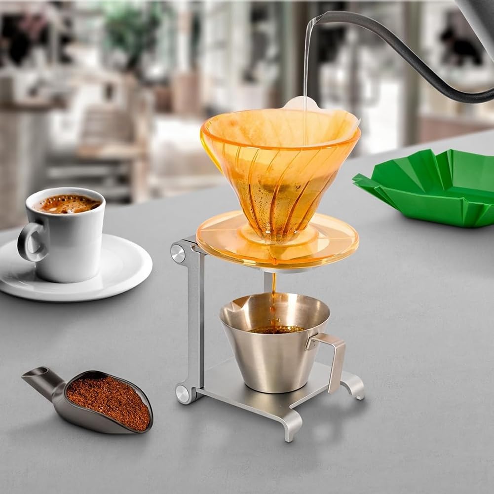 Porta goccia da caffè pieghevole in lega di alluminio, supporto per espresso, portatile, da viaggio, all'aperto, con attrezzi, supporto per macchina da caffè, 8 x 9,5 x 11 cm