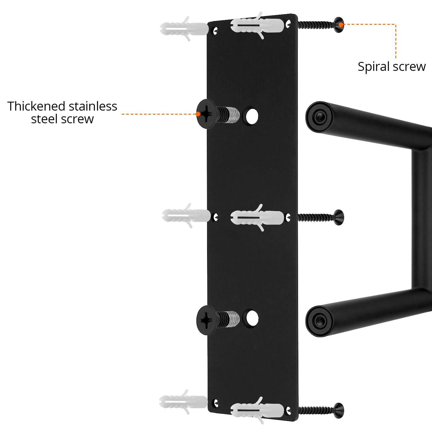 QWORK® Barandillas de seguridad para exteriores de 66 cm, barandillas para 1-3 pasos, manija de seguridad en forma de U, para jardines, hoteles, escuelas, entrada de porches, negro