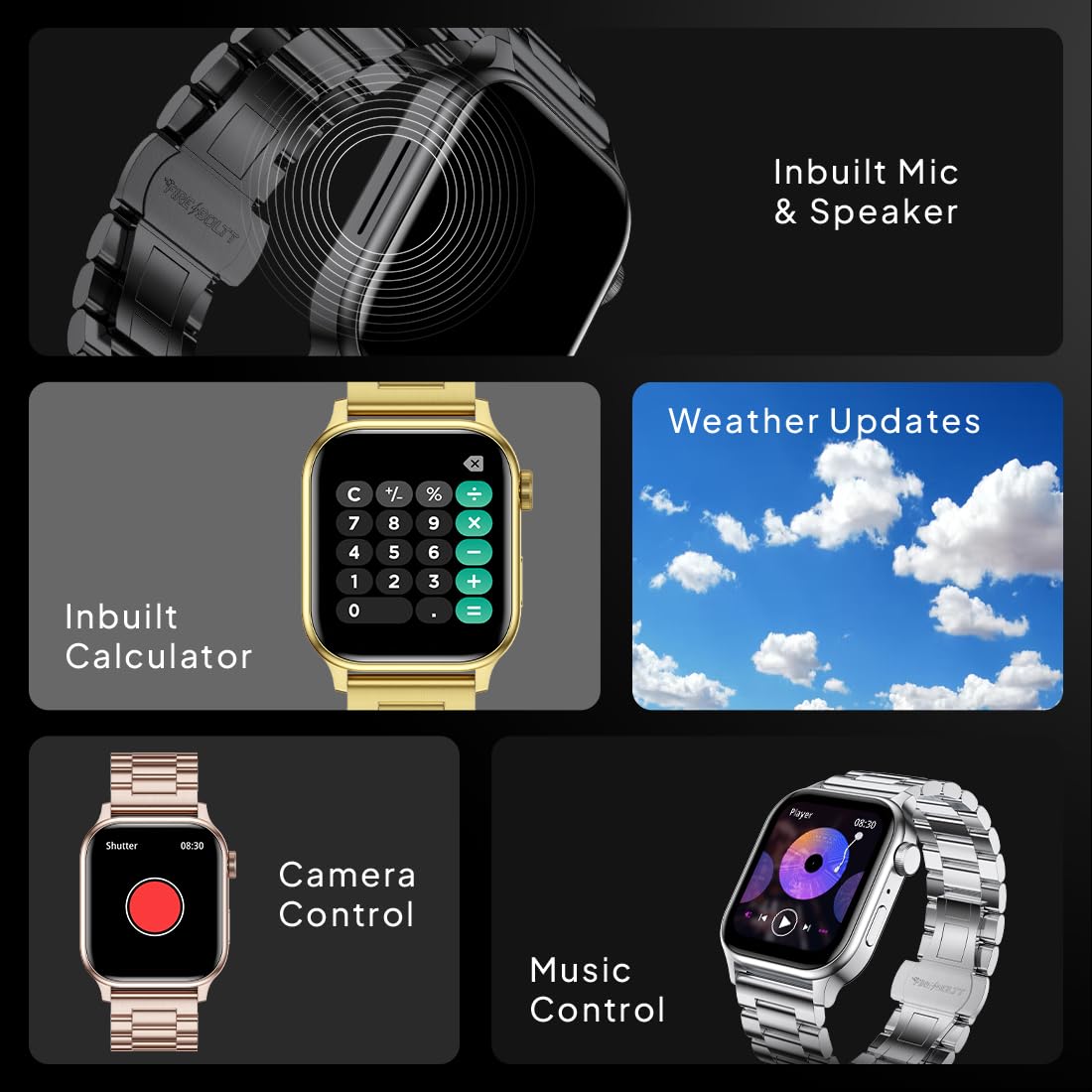 Fire-Boltt Rise Luxe Bluetooth Calling Smart Watch, 1.85”HD Display, AI Outfit Watch Face, 2 Looks in 1 Watch, Extra Straps at ₹99, 120+ Sports Modes, Metal Smartwatch for Men & Women (Gold) — Amazon image 10