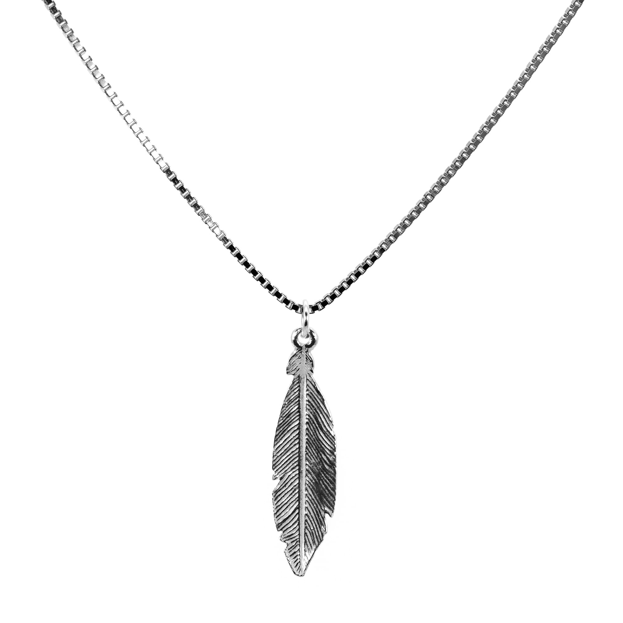 Venezianer Kette Halskette Anhänger Feder mit Kreuz 925 Sterling Silber Damen Herren Halskette