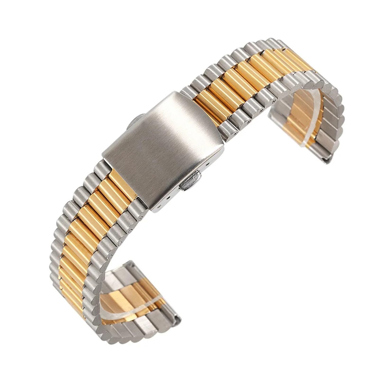 HuanJ - Correa de acero inoxidable sólido de 14 mm, 16 mm, 18 mm, 20 mm, correa de reloj de tres cuentas, para hombres y mujeres, accesorios de reloj de pulsera de metal