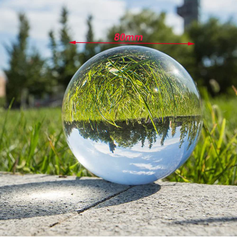 Sfera Di Cristallo K9 80mm Con Base In Legno - Per Fotografia, Divinazione E Decorazione, Vetro Trasparente - Foto 2