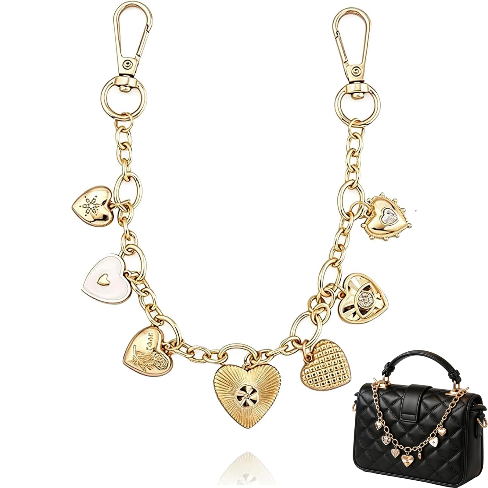 Xnqelerate Purse Charms For Handbags, Gold Bag Charm Chain, Necklace Gift For Women, Birthday, Valentine'S Day (Gold 076)