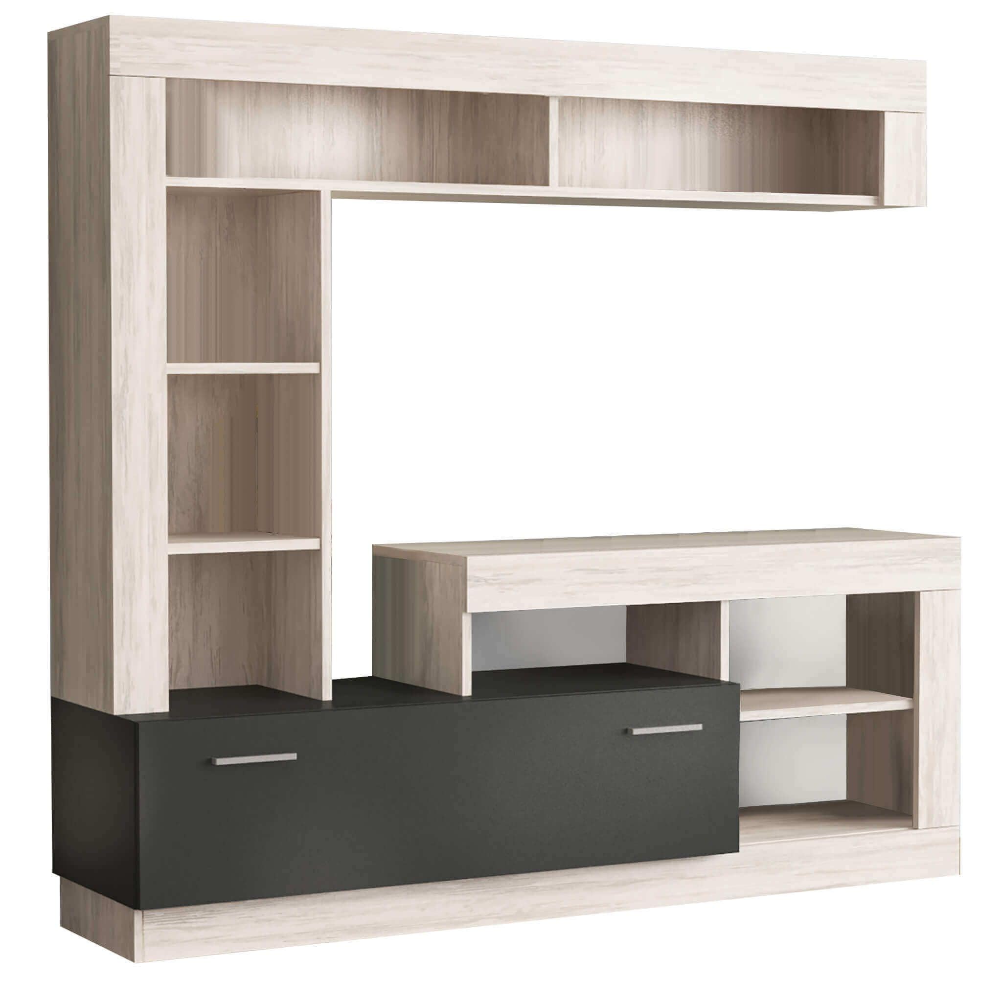 milani home - parete attrezzata porta tv soggiorno moderna di design 170x42x170 h