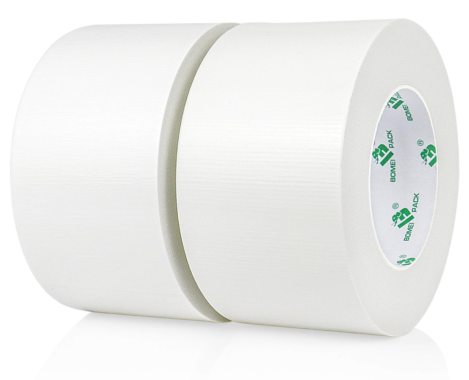 BOMEI PACK Cinta adhesiva de tela blanca, 2 rollos de 75 mm x 50 m, reforzada, resistente al agua, cinta adhesiva resistente para fijación, reparación, manualidades, etiquetado, cajas de sellado para