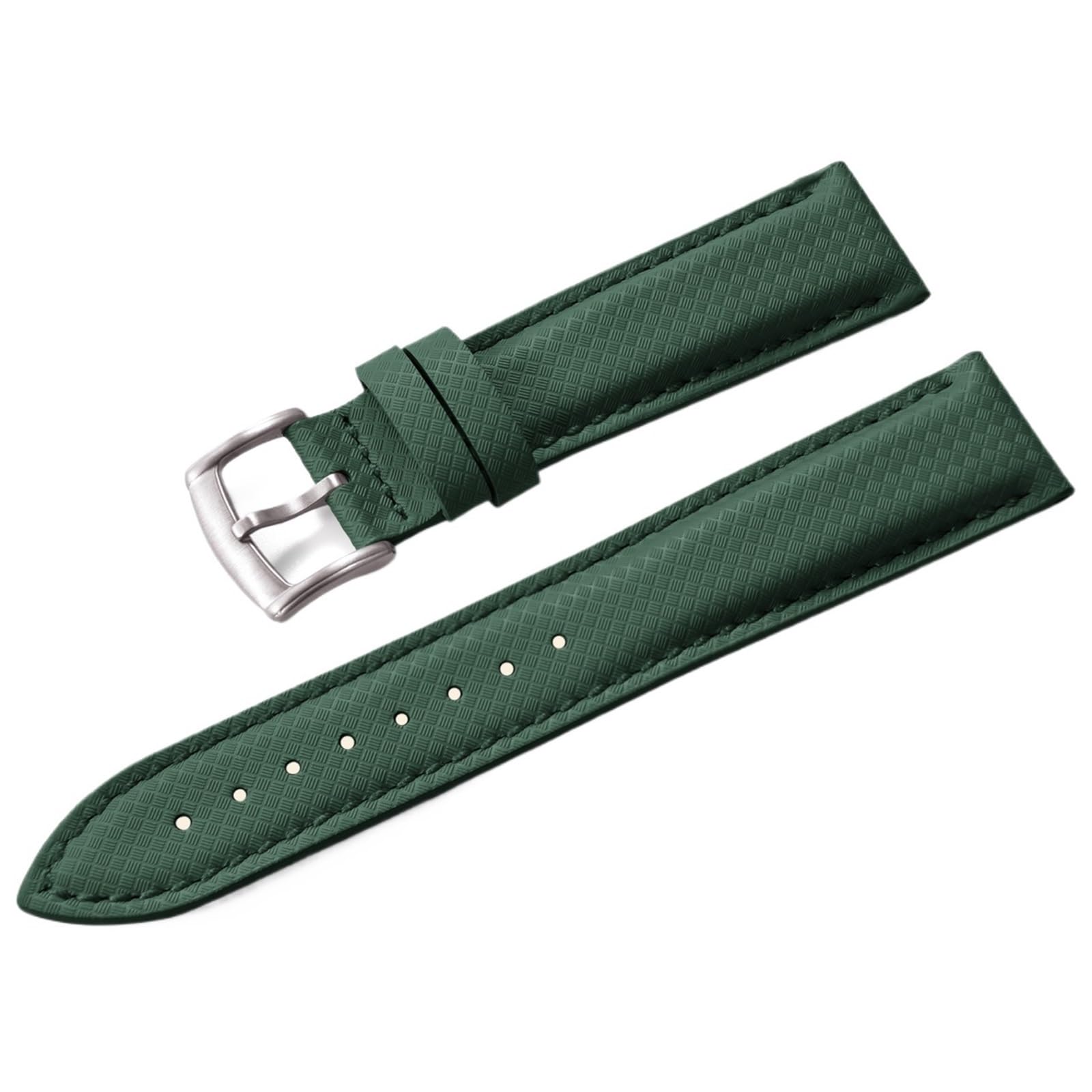 Generico Bracelet en toile pour voiles composite - Couches de cuir avec boucle, 18-22 mm(Green-Silver Buckle,18mm)