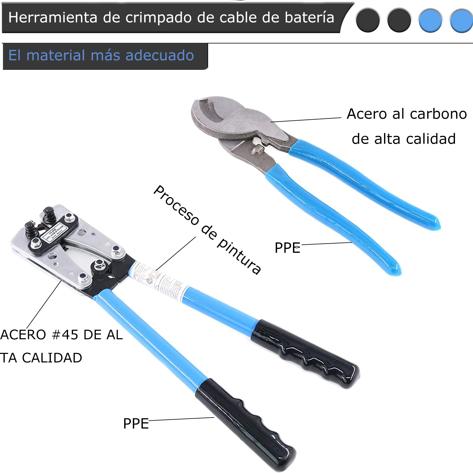DURATECH Herramienta de prensado de cables de batería con cortador de
