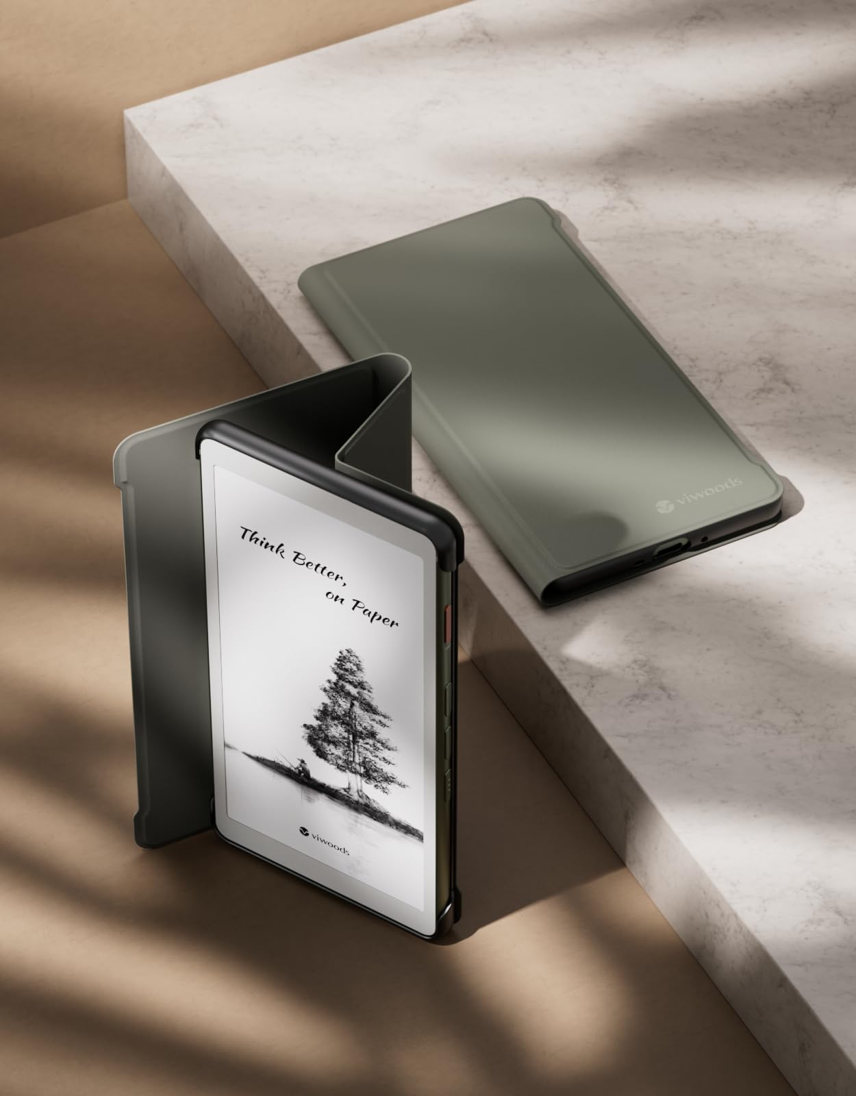 PU-Leder-Foliohülle für VIWOODS AiPaper Reader & AiPaper Reader C, schlanke Schutzhülle mit Klappdeckel und Standfunktion, Pinemist Green, 67 g