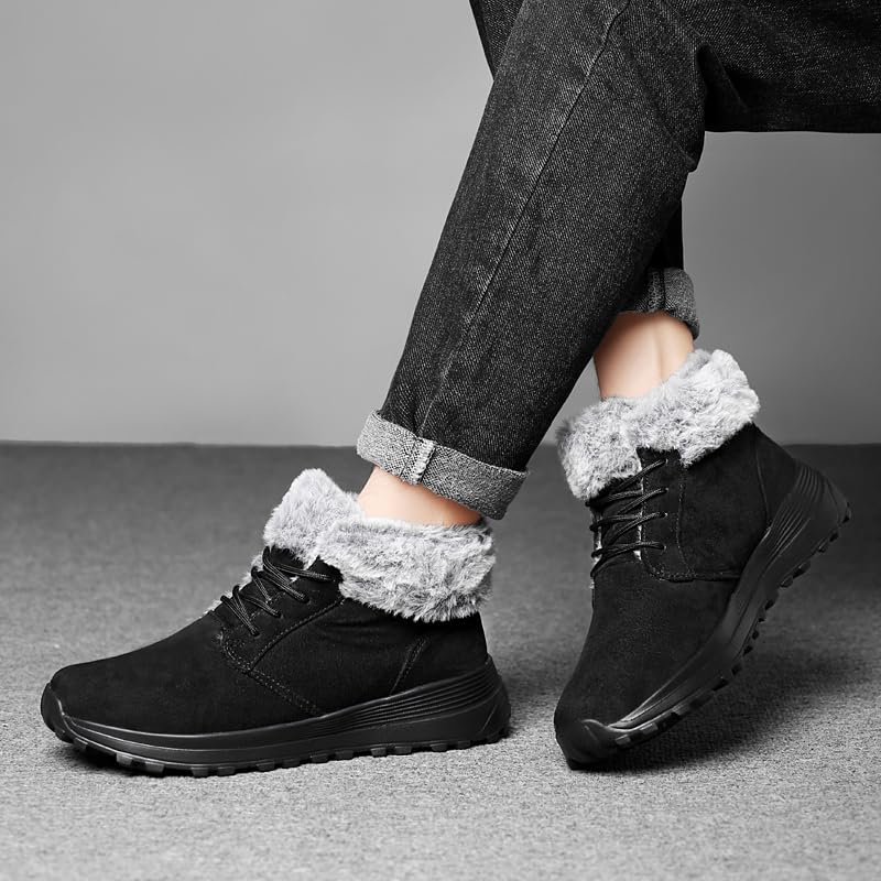Image of SNEKARMIN Men Snow Boots Outdoor Shoes For Male Thick Sole Sneakers for Men Winter Shoes Botines Tenis Keep Warm Fluff Mens Ankle Boots