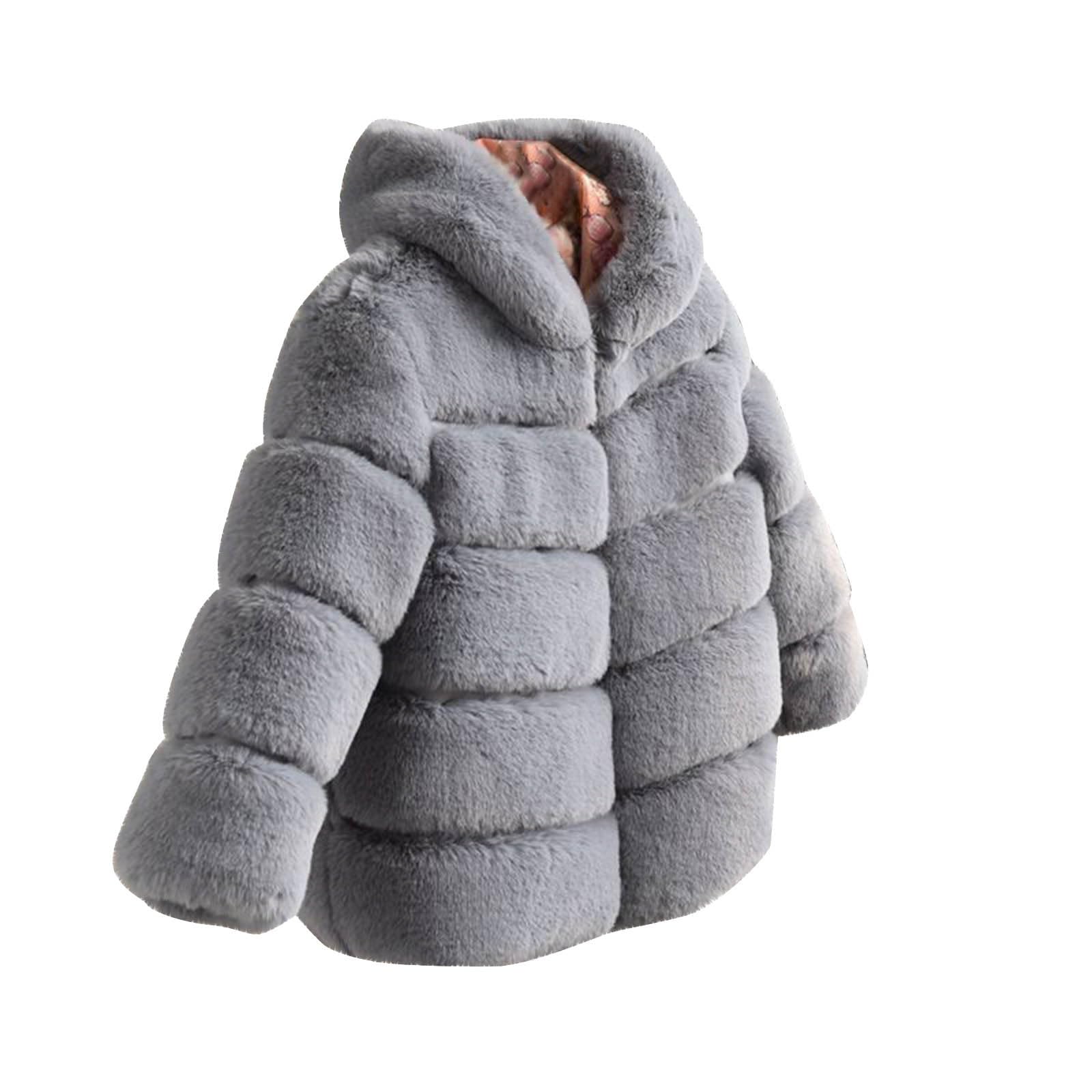 Abrigos de forro polar de sherpa mullidos para niños, cálidos, gruesos, para la escuela, al aire libre, senderismo, chaqueta térmica con capucha para niñas de 2 a 13 años