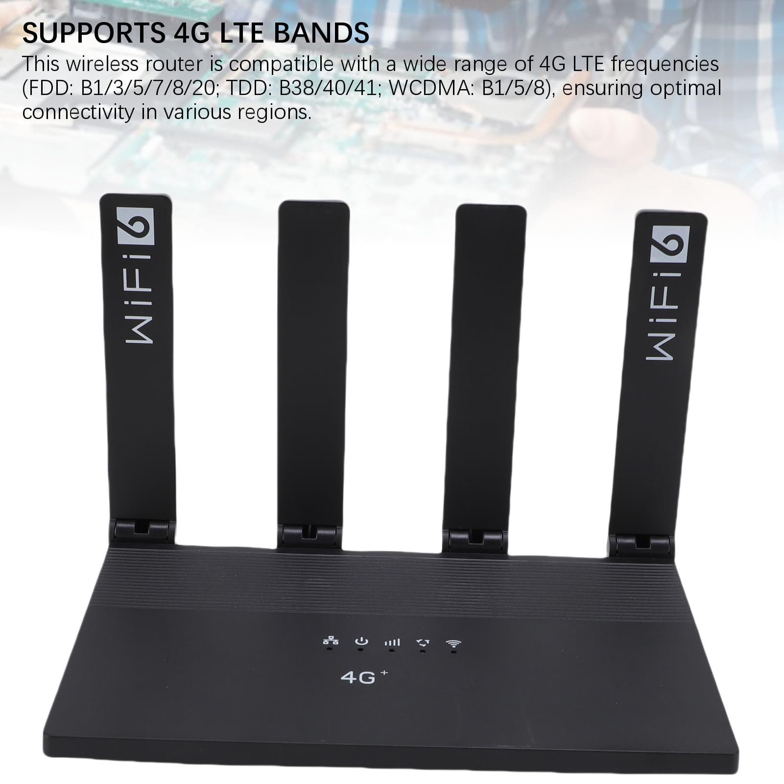 Modem Karty SIM 4G LTE, Router Wi -Fi z RJ45 X 4 Porty Podwójnej Mocy, 300 Mb/S WiFi6 Odblokowany Router Hotspot, 4 Duże Anteny, Podłącz do 32 urządzeń, Bateria 5000 MAh