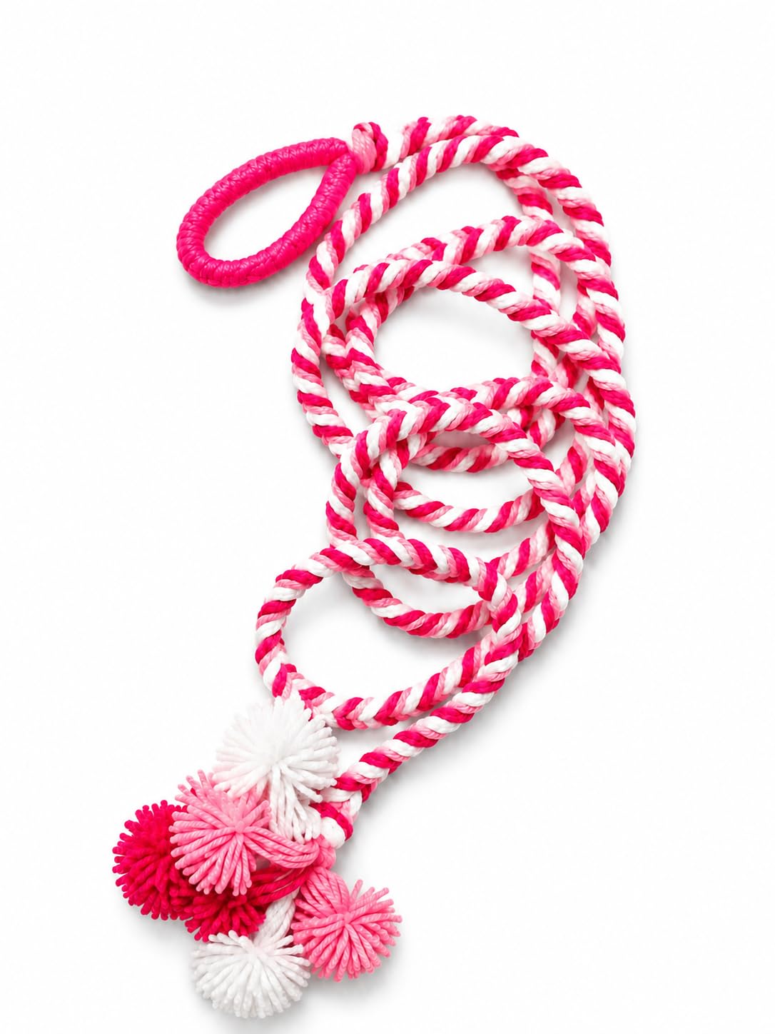 Baby Parna Dori Handmade Cotton Cradle Rope with Soft Pom Poms for Newborn Baby Swing (Pink & White)-image-36