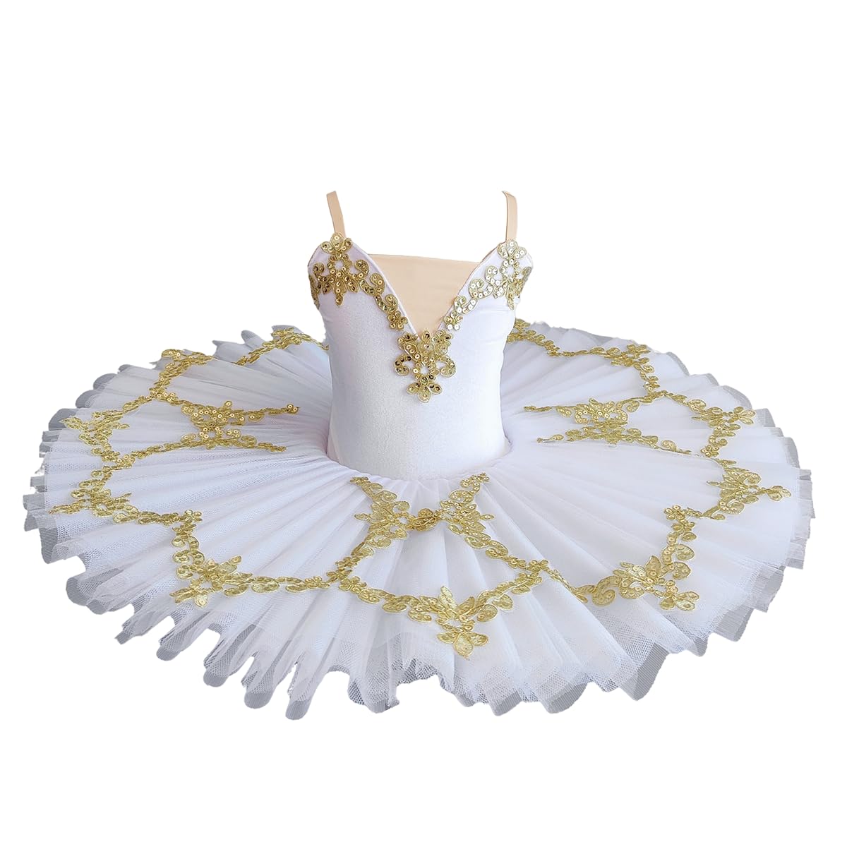 2024 Mädchen Professionelles Ballett Tutu Kleid, Weißer Schwanensee Tutu Ballett Tanz Outfit Ballerina Kostüm für Performance Tanzbekleidung