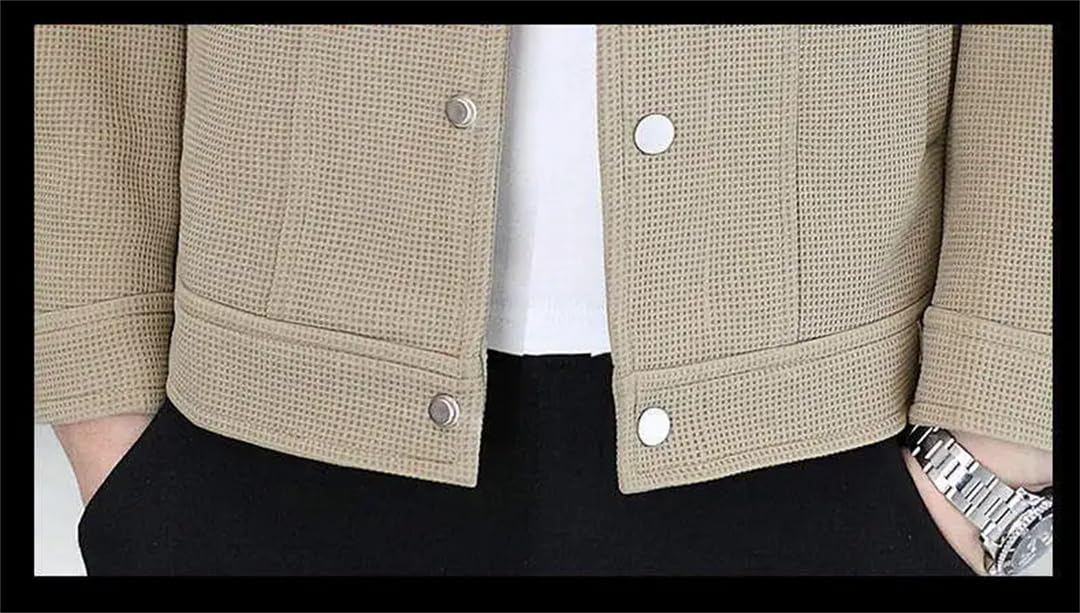 Męskie wiosenne wafle jednokolorowe kurtki slim fit klapa biznes caots społeczna odzież uliczna odzież wierzchnia