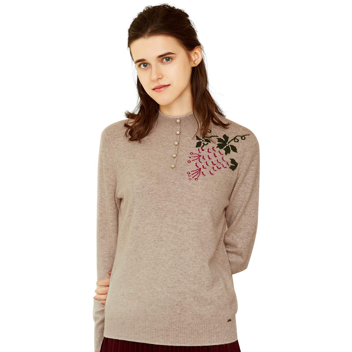 ZHILI Maglia da Donna in Cashmere a Maniche Lunghe