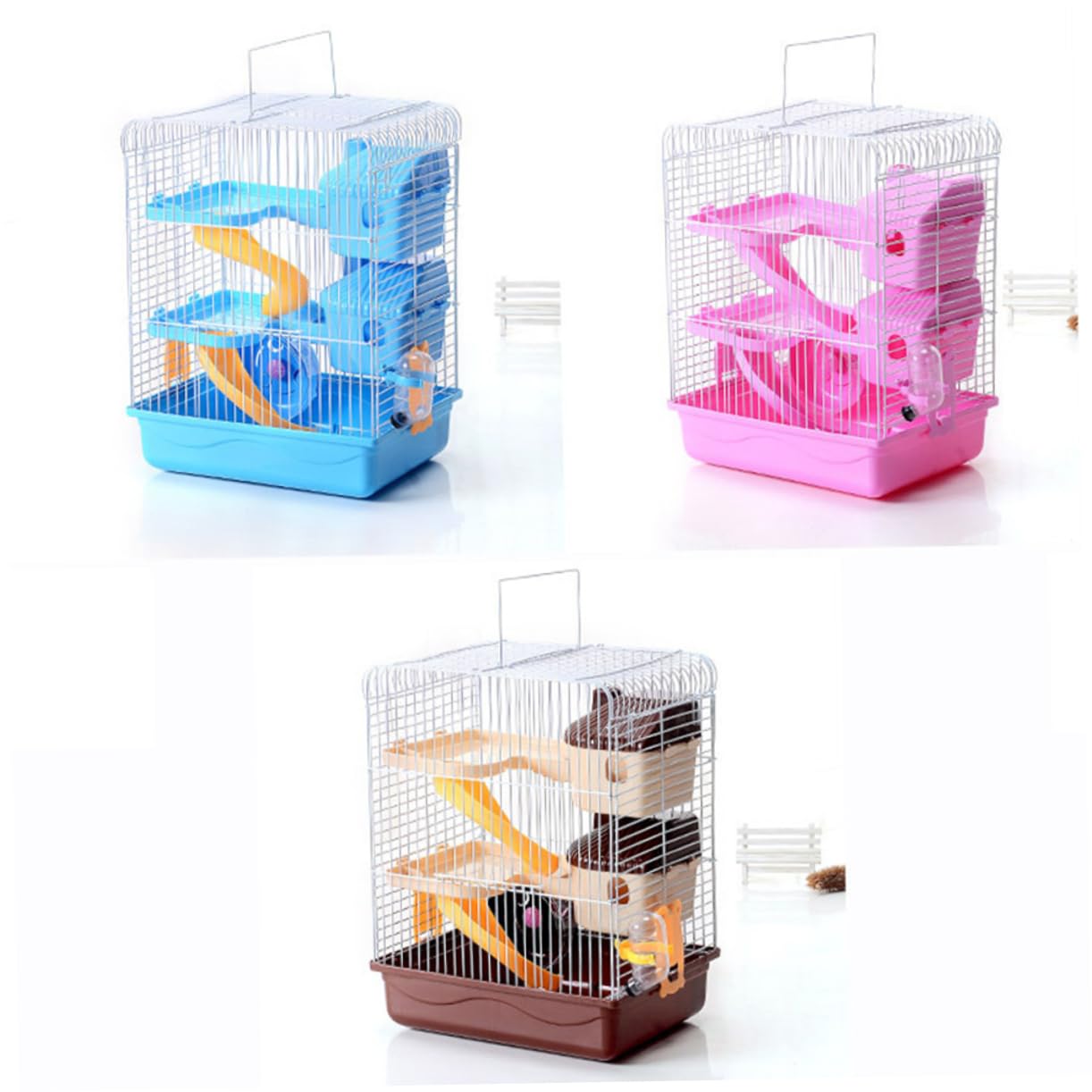 BESPORTBLE Cage pour Chinchilla - Maison pour Hamster Double Couche Sûre Et Spacieuse avec Roue De Course Et Bouteille Anti-Fuite