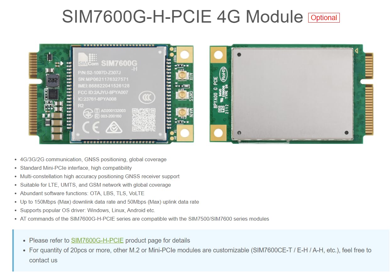 Przemysłowy bezprzewodowy moduł rozszerzeń IoT zaprojektowany kompatybilny z Raspberry Pi Compute Module 4 (moduł 4G w zestawie)