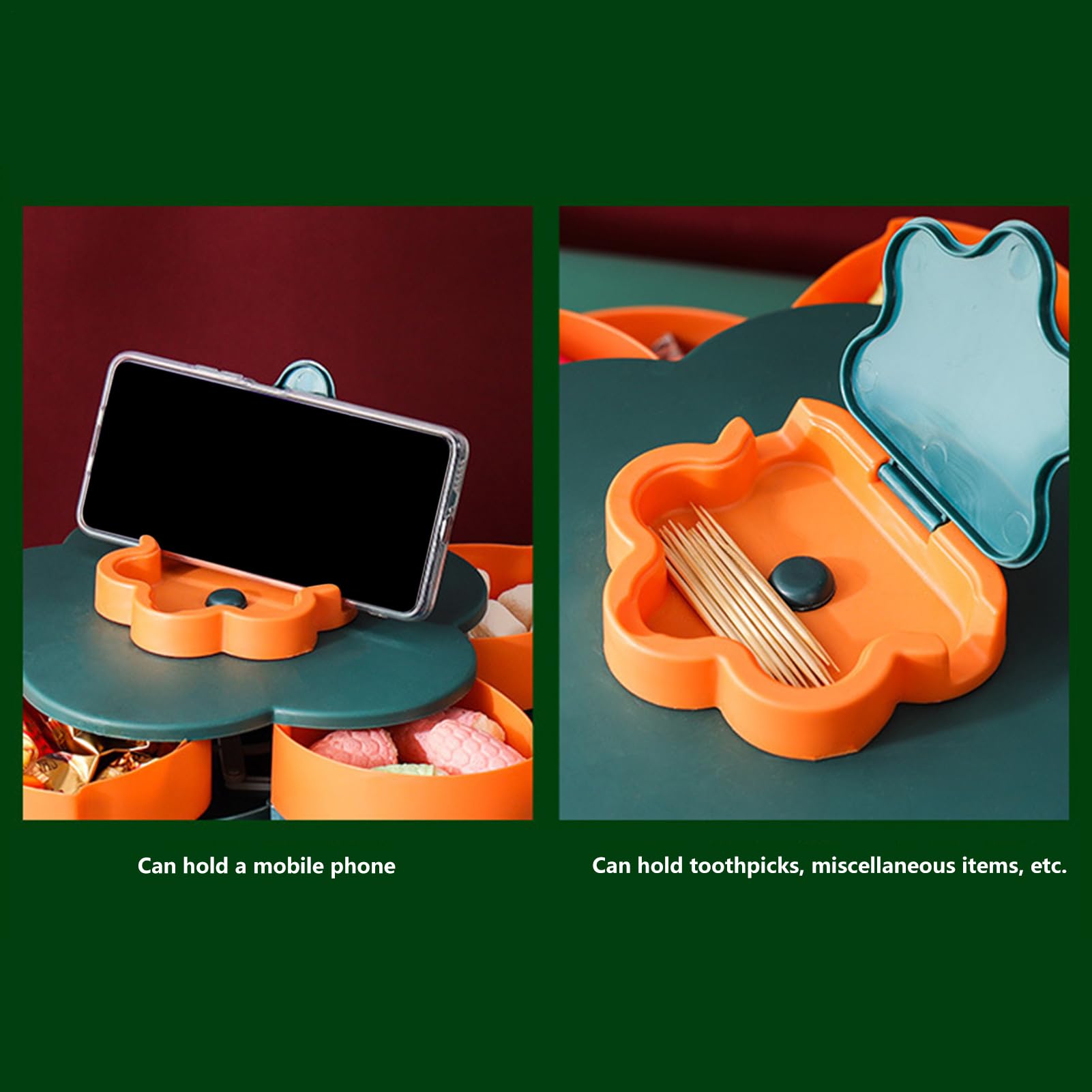 Vassoio Porta Snack a Forma di a Doppio Strato | Vassoio Rotante Porta Snack e per aperitivi salati, frutta secca, salse, feste, picnic in casa