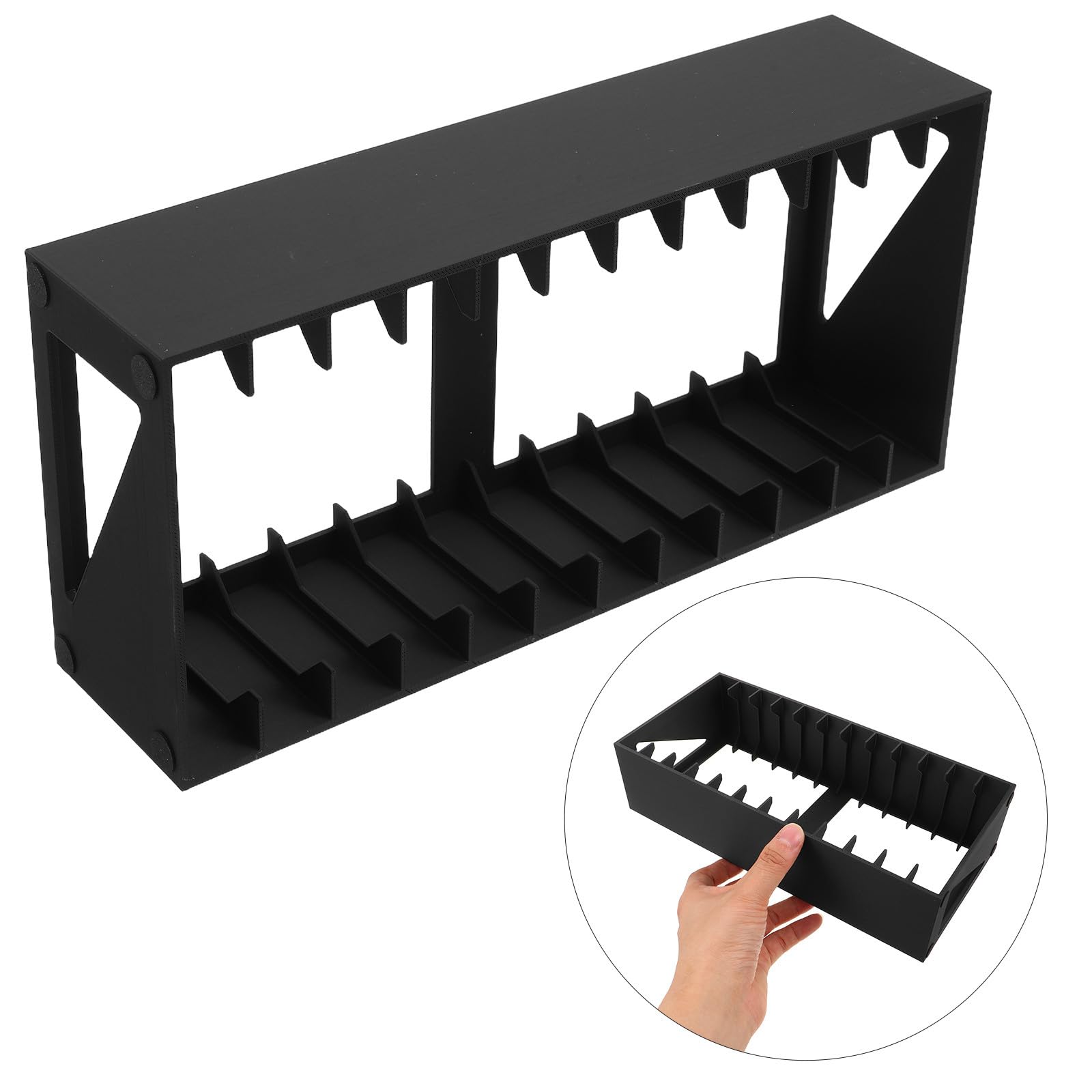 iplusmile Support de Rangement Organisation Solide et Entretien Facile Compartiments Multiples en Plastique Noir pour Cassettes Audio pour Bureau ou Bibliothèque