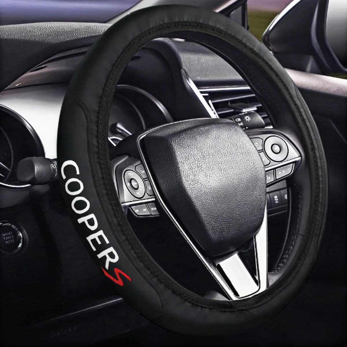 Car Leather Steering Wheel Cover Anti-Slip Steering Wheels Accessories Compatible with Mini Cooper Accessories