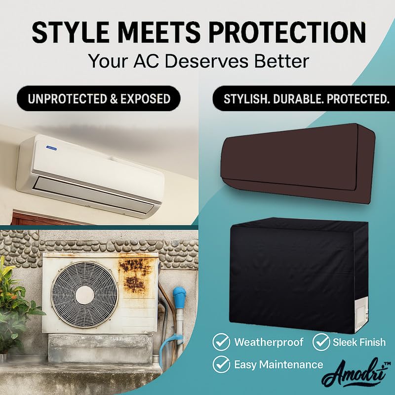 Image of Universal AC Outdoor Cover - Compatible with 1.5 & 2 Ton Split ACs, All-Season Protection (Solid Coffee)