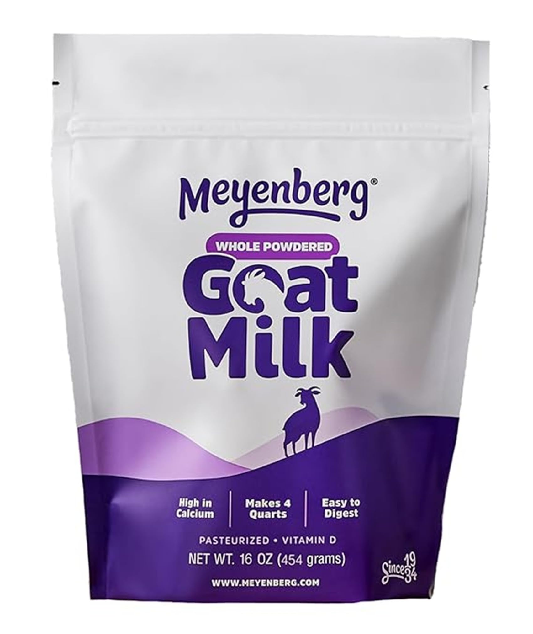 Meyenberg Whole Powdered Goat Milk Resealable Pouch Gluten Free Non Gmo Vitamin D, 16 Ounce