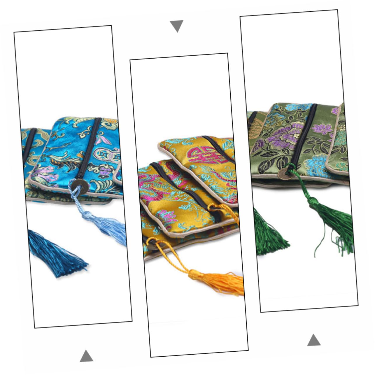 Alipis 10pcs Mixed Color Jade Bag Jewelry Package Pouch Tassel Soft Fabric Storage Bag for Buddha Beads Bracelets