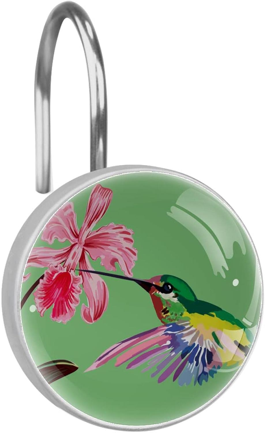 Shower Curtain Hooks Set of 12,Flower Bird,Shower Curtain Rings Crystal Glass