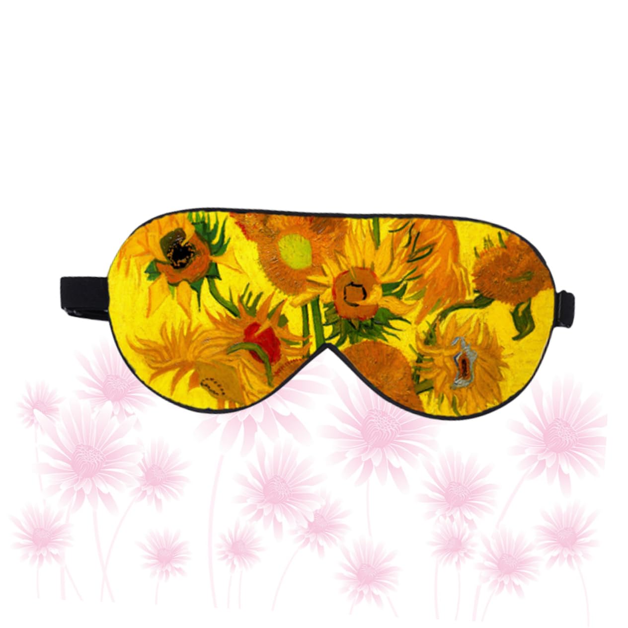 SOLUSTRE 3stücke Sunflower Pattern Doppel-lagen Seiden Schlafmaske Bequeme Augenbinde Für Ungestörten Schlaf Für Und Zuhause Leicht Und Atmungsaktiv Blockiert Licht