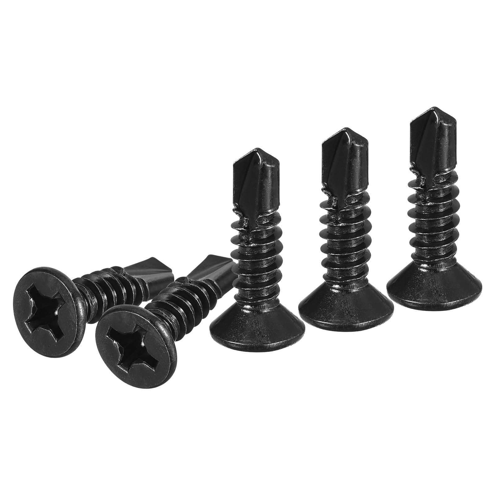 DTGN 100Pcs ST6.3x25mm Self Drilling Screws, 410 Stainless Steel Flat Head Phillips Sheet Metal Screw