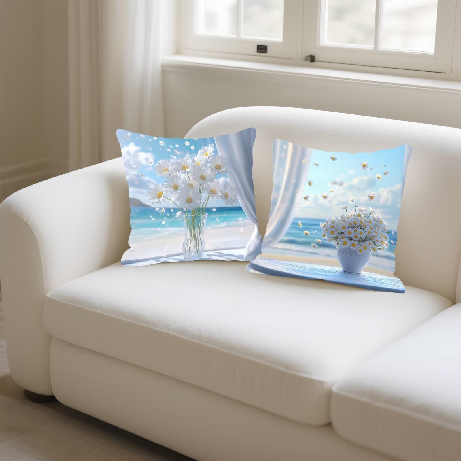 Federe Cuscini Divano 45x45cm, Federa Cuscino Estate Fiori Quadrati Copricuscini Super Morbido Copri Cuscini Per Divano, Cuscino Decorativo da Esterno Giardini, Per Soggiorno Camera Divani Sedie P-470