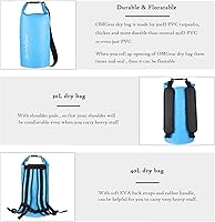 Vista 20 de OMGear - Bolsa seca impermeable y bolsa para teléfono, bolsa flotante de 40L/30L/20L/10L/5L para kayak, navegación, actividades al aire libre