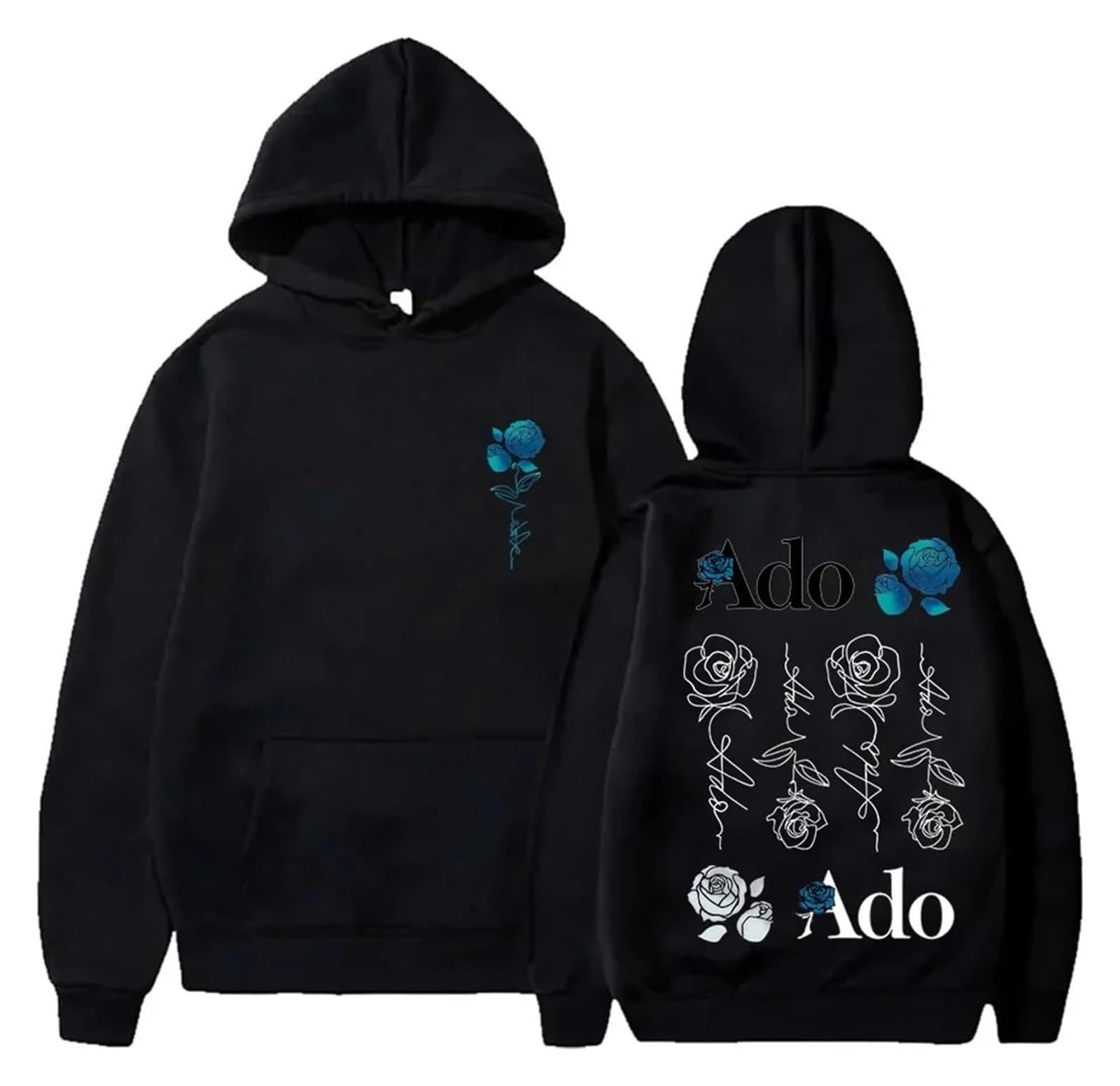 Ado wish パーカー ブラック Lサイズ Ado Wish Tour Merch Hoodie 2D Printed Long Sleeve Casual Loose