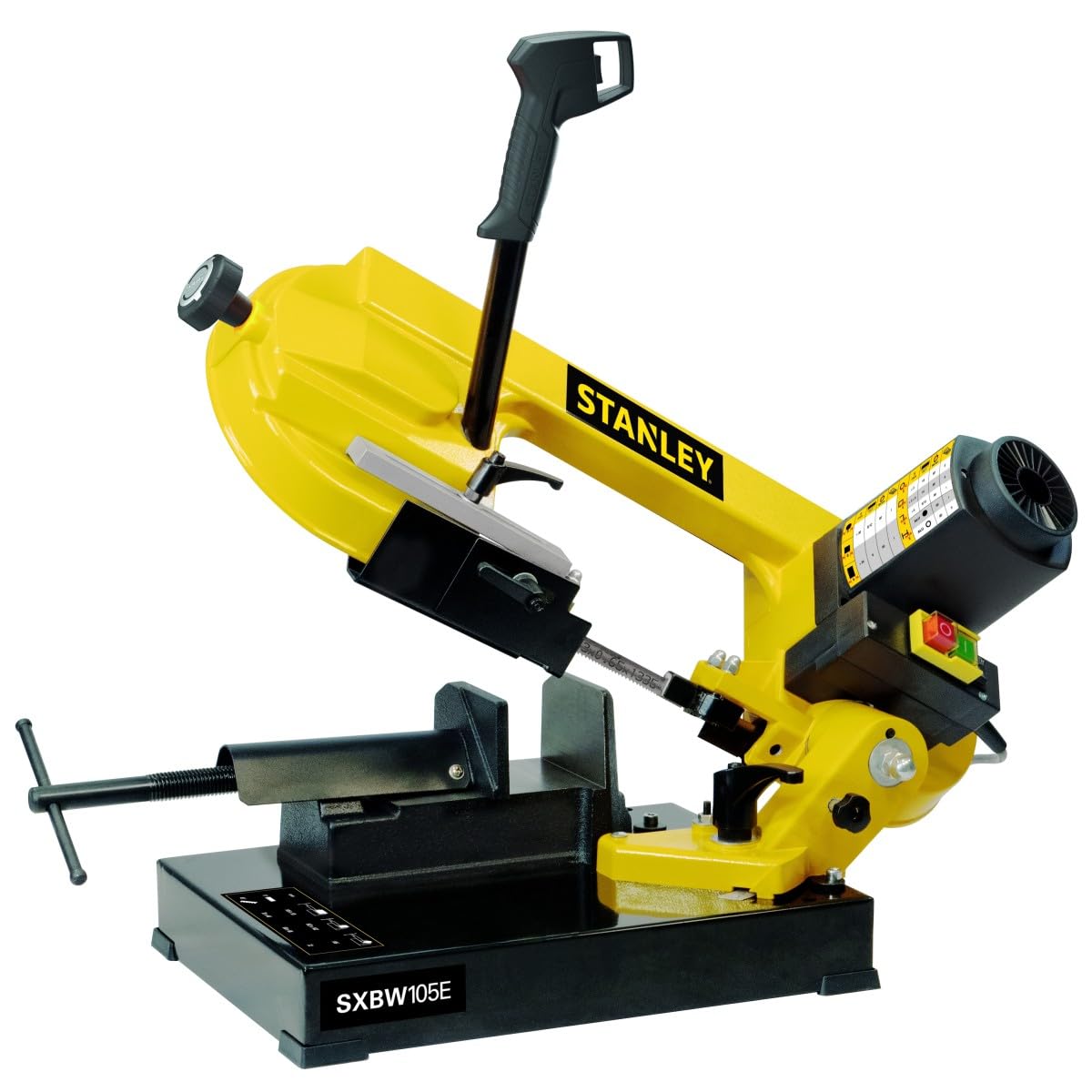 STANLEY - Scie à ruban métal 850W Coupe jusqu'à 120mm Régulateur electronique Lame bimétallique cobalt SXBW120E