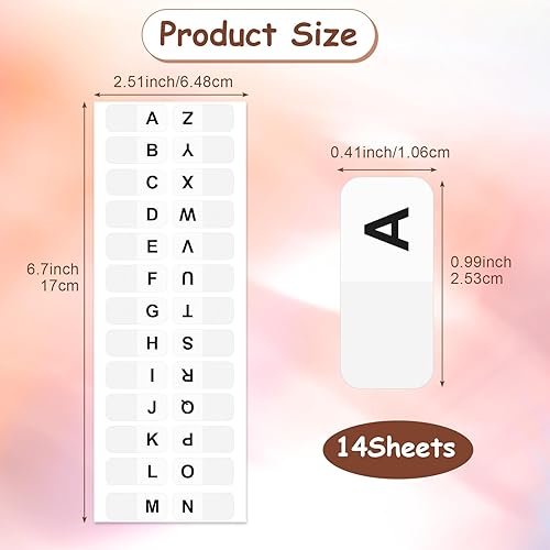 Miniatura 2 de OIIKI 364 etiquetas del alfabeto blanco, de la A a la Z, 26 letras del alfabeto, índices de pestañas alfabéticas, calcomanías del alfabeto escolar