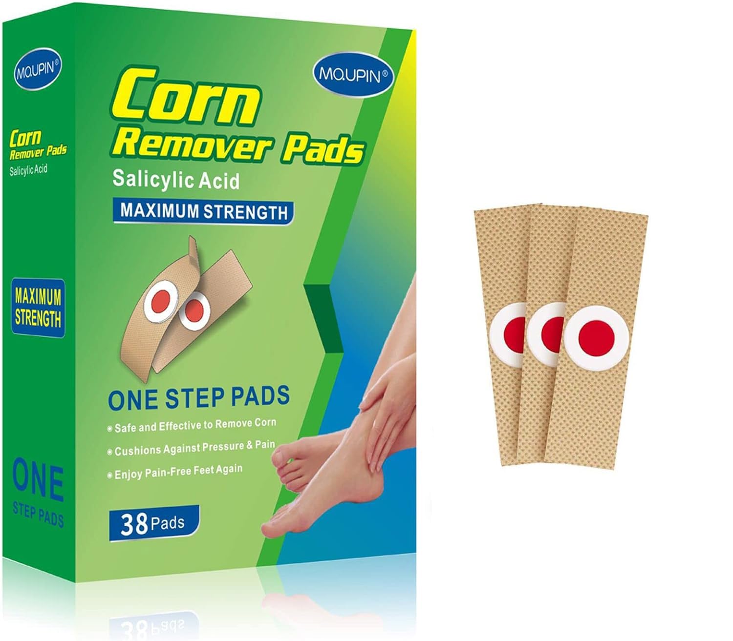 MQUPIN 38 Piezas Removedor de Maíz,Eliminar verrugas,Ácido Salicílico Corn Wart Remover, tratamiento de eliminación de verrugas,las verrugas y los callos se pueden eliminar fácilmente y sin dolor
