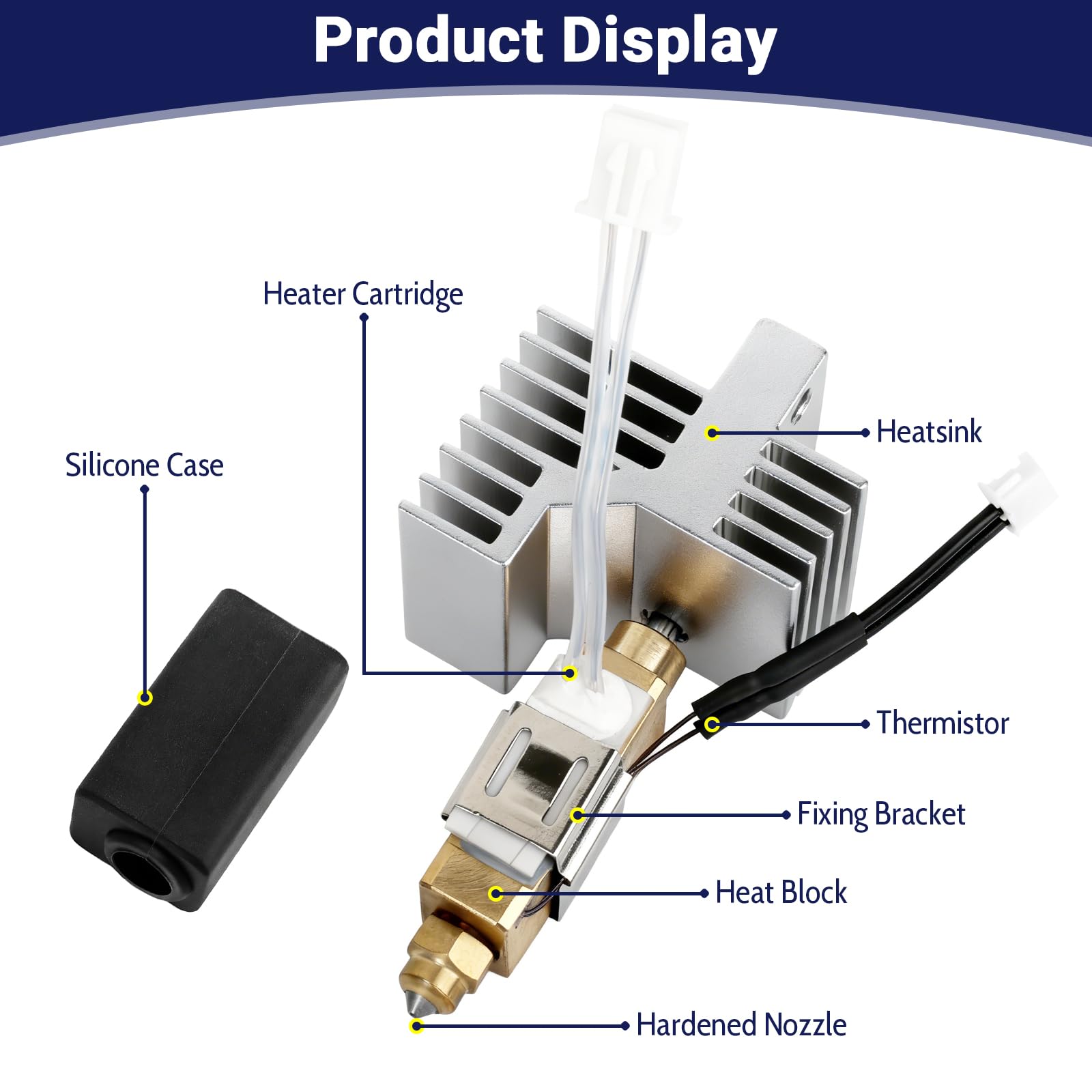 1PK 0,4 mm ceramiczny Hotend do Centauri Carbon Print Head Extruder Kit Hot End Radiator z dodatkową 2PK silikonową osłoną i 2PK szczotkami do dysz (1)