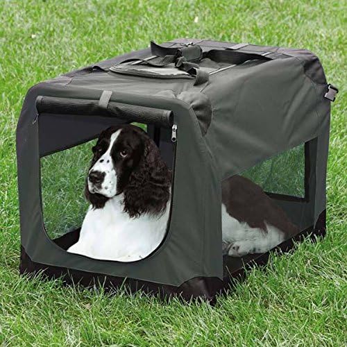 Guardian Gear Soft Sided Charcoal Collapsible Crates for Dogs Mesh Window Panels(X-Small 24"x16"x16")
