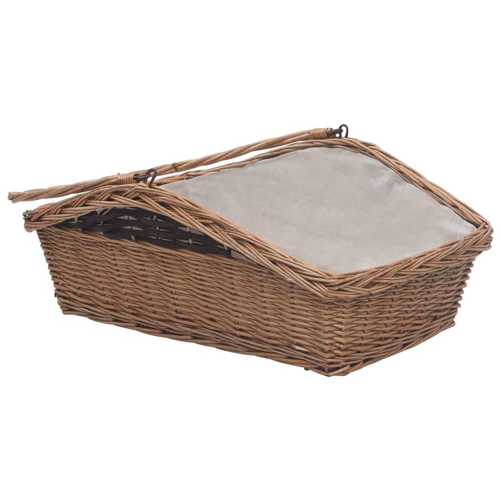 Festnight Cesta Legna da Ardere con Manico 57x46,5x52cm/61,5x46,5x58cm Cesto in Vimini per Legna da Ardere Marrone in Salice